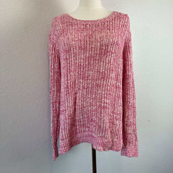 Talbots Sweaters - Talbots Sweater Womens Large Pink Open Knit Pullover Beach Cotton Preppy NWT